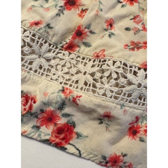 Jordache Acid Wash Denim Floral Jumper Lace Pink Flowers Vintage Size 4 5 XS - Picture 7 of 11